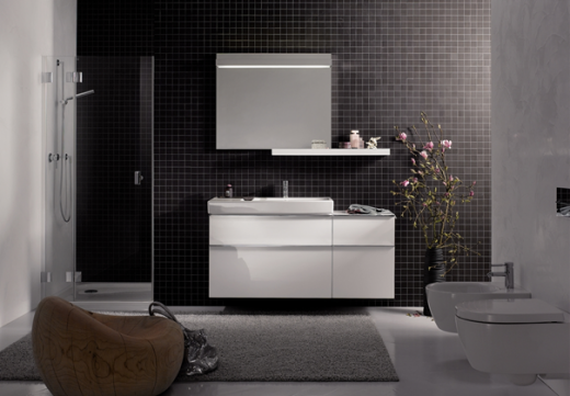 zwart witte badkamer