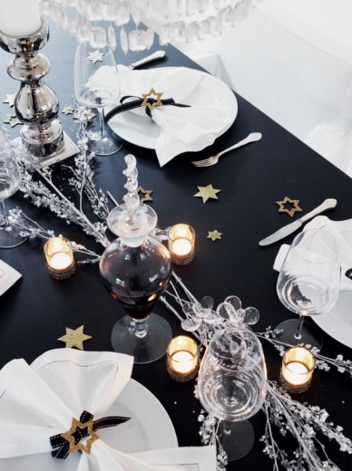 zwart wit kersttafel
