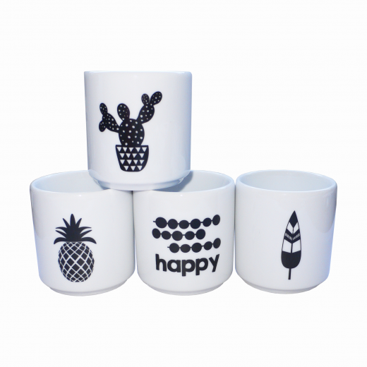 kopjes zwart wit