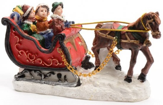 Kerstdorp Figuren Slee met Paard